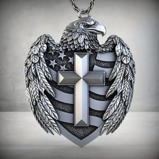 Eagle Flag Cross Necklace
