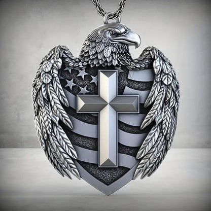 Eagle Flag Cross Necklace