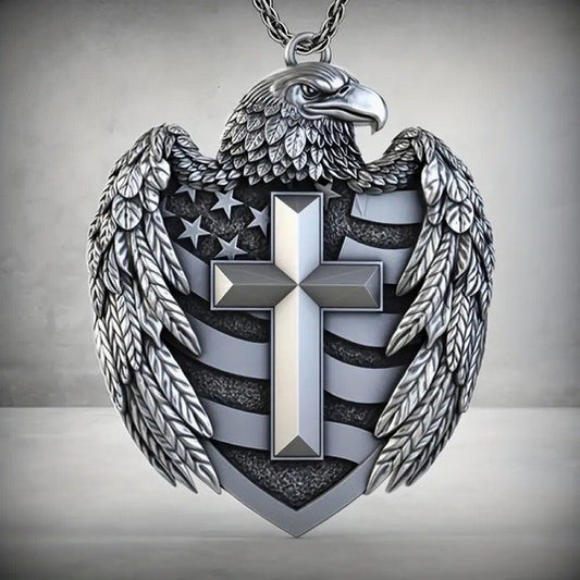 Eagle Flag Cross Necklace