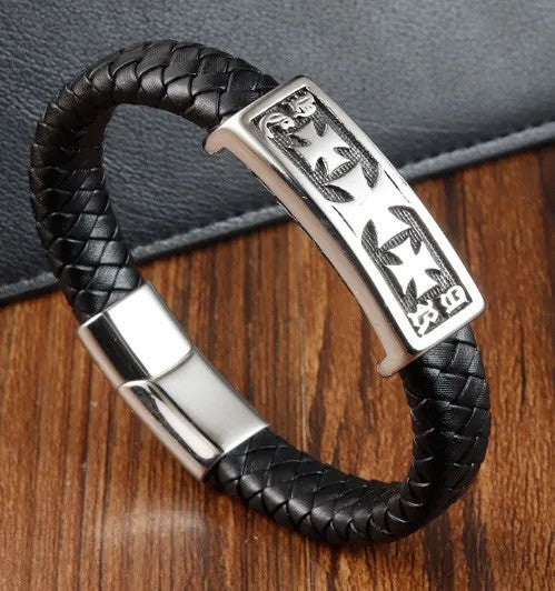 Knight Templar Handmade Cross Leather Bracelet