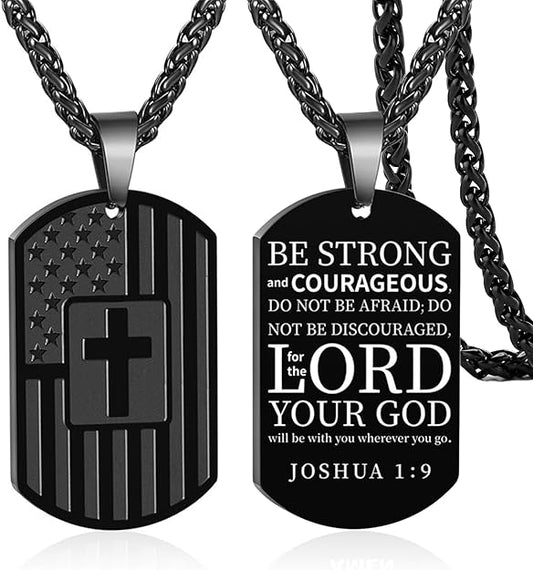 American Flag Dog Tag Men's Necklace