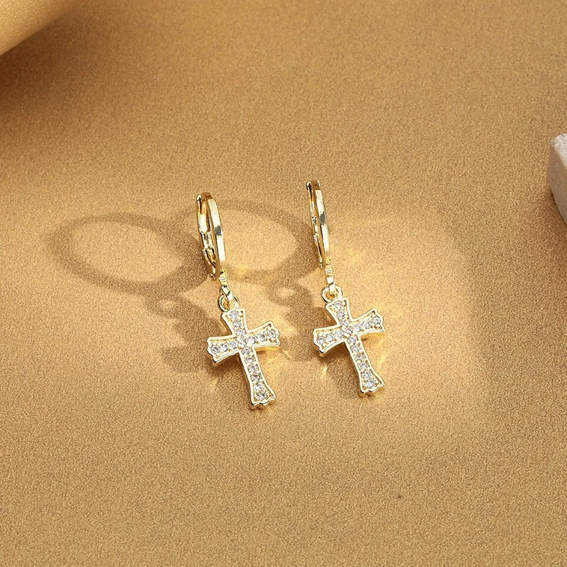 Hoop Cross Earrings