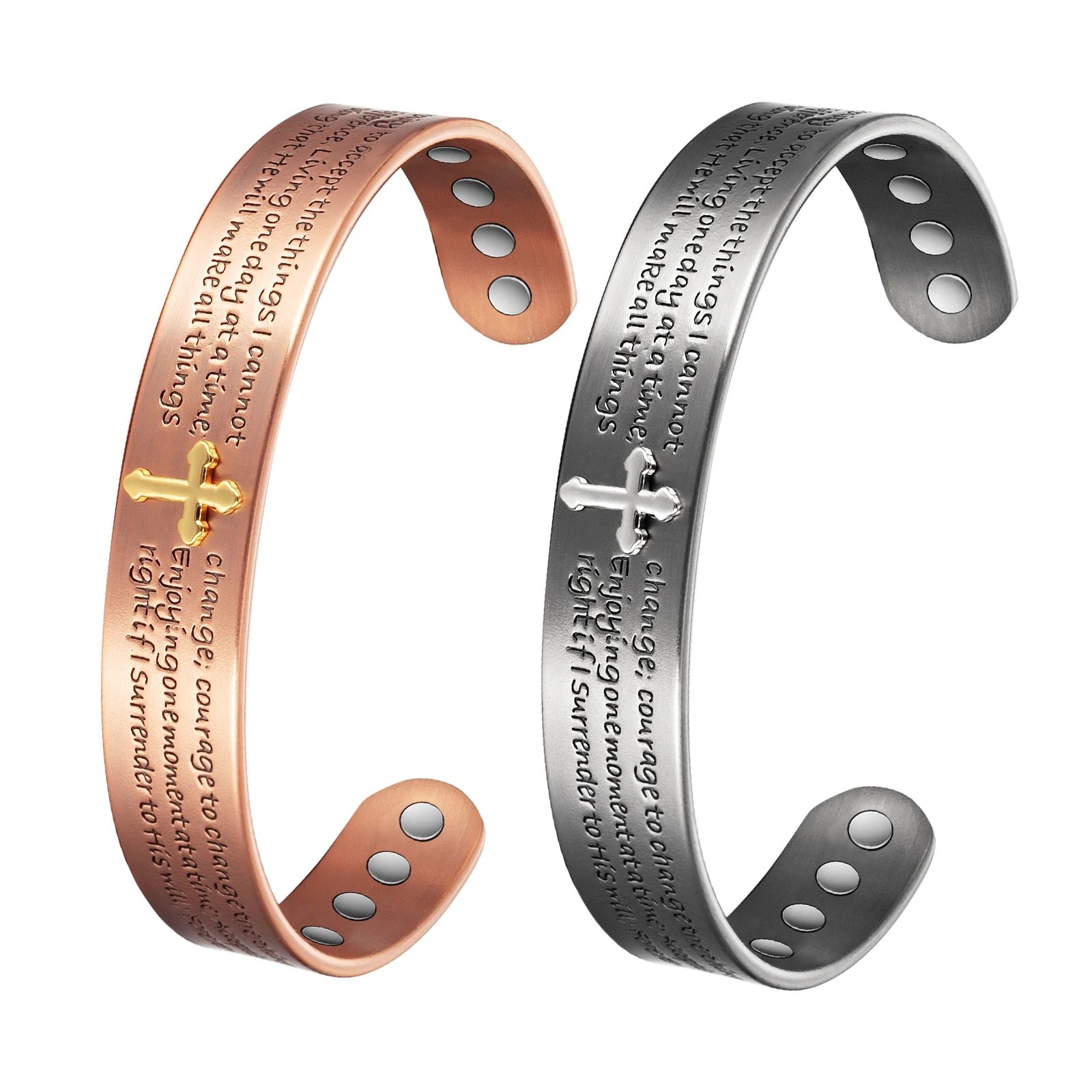 Thick Copper Cross And Serenity Prayer Cuff Bracelet Sale! Was $39.95 - Now Only $28.00