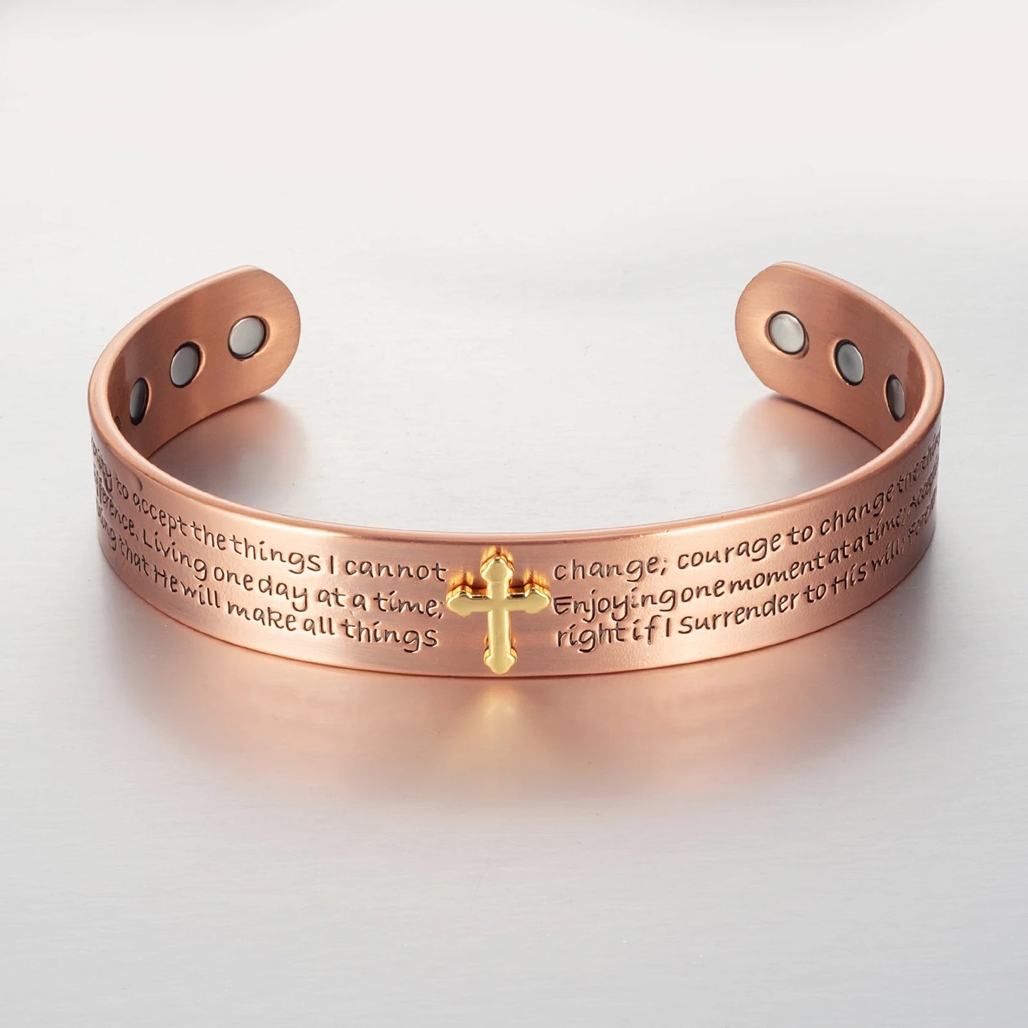 Thick Copper Cross And Serenity Prayer Cuff Bracelet Sale! Was $39.95 - Now Only $28.00