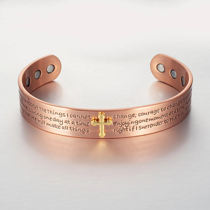 Thick Copper Cross And Serenity Prayer Cuff Bracelet Sale! Was $39.95 - Now Only $28.00