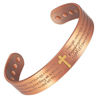 Thick Copper Cross And Serenity Prayer Cuff Bracelet Sale! Was $39.95 - Now Only $28.00