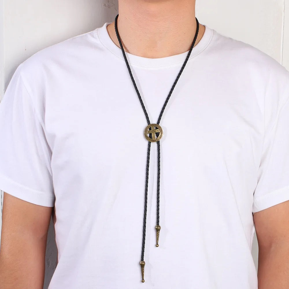 Circle Cross Bolo Tie