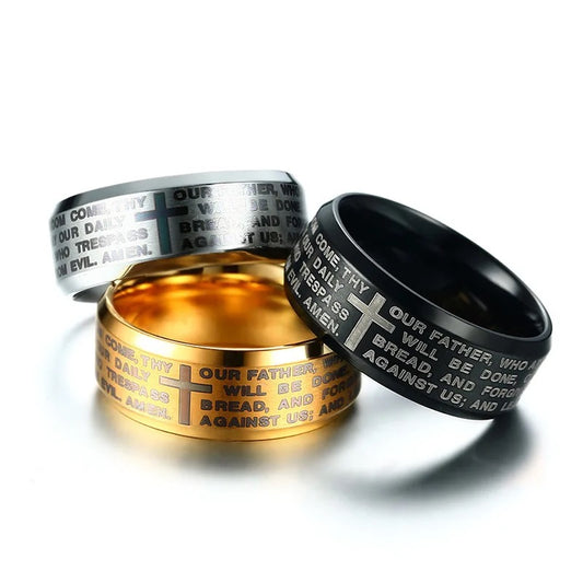 Lord's Prayer Cross Ring