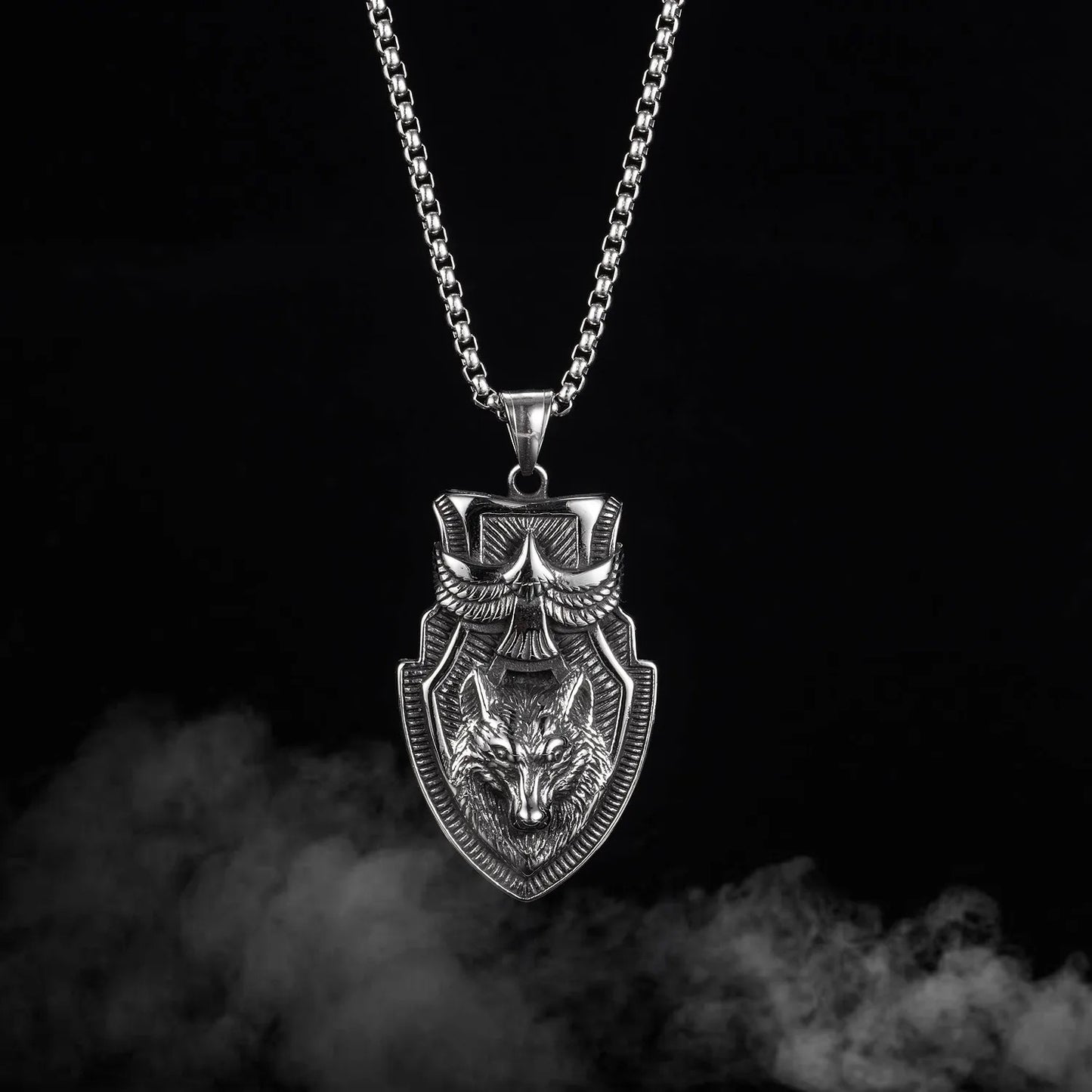 Wolf Head And Eagle Necklace