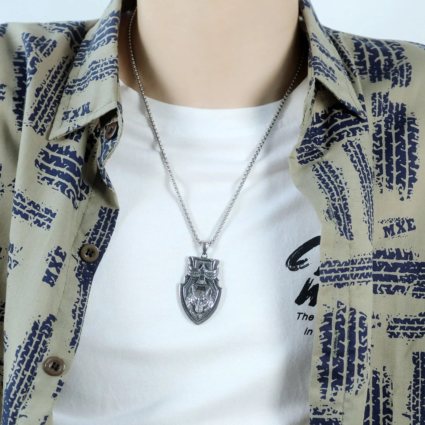 Wolf Head And Eagle Necklace