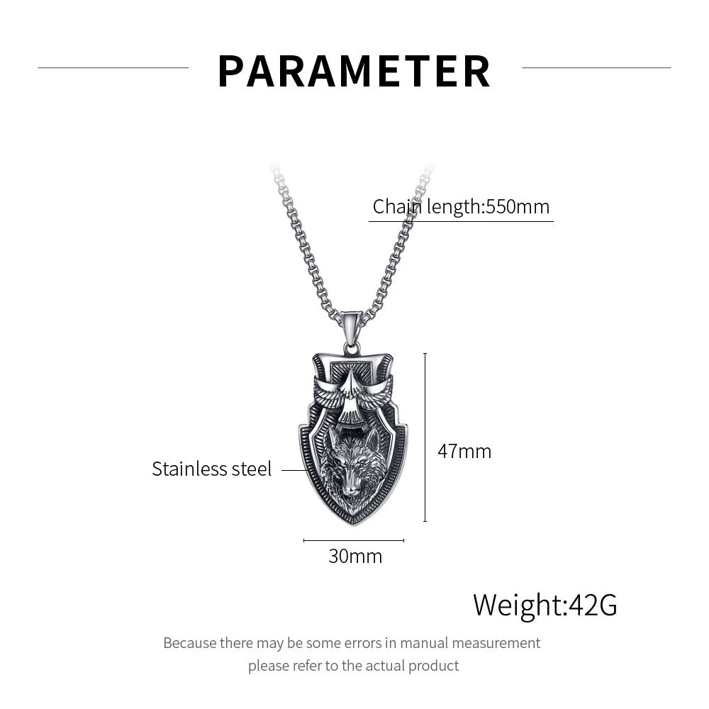 Wolf Head And Eagle Necklace