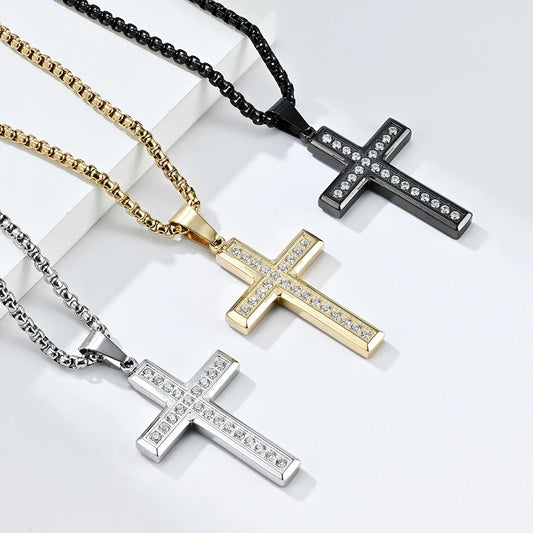 Cubic Zirconia Non-Tarnish Cross Necklace
