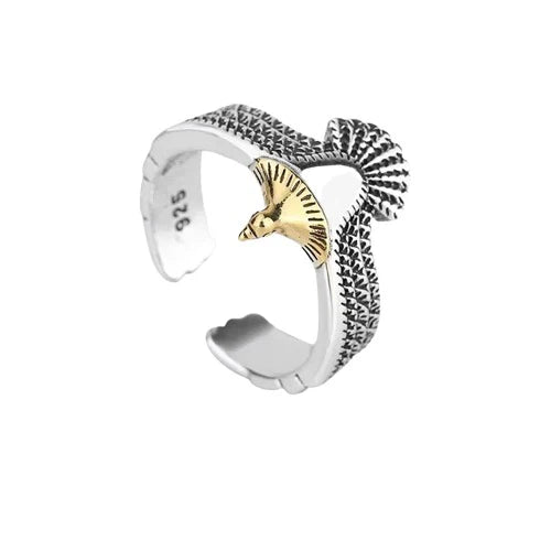 Spread Eagle Two Tone Ring. Self-adjusting
