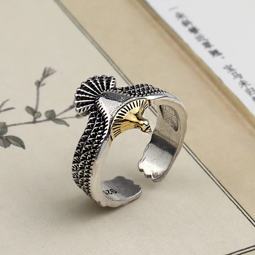 Spread Eagle Two Tone Ring. Self-adjusting