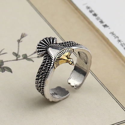 Spread Eagle Two Tone Ring. Self-adjusting