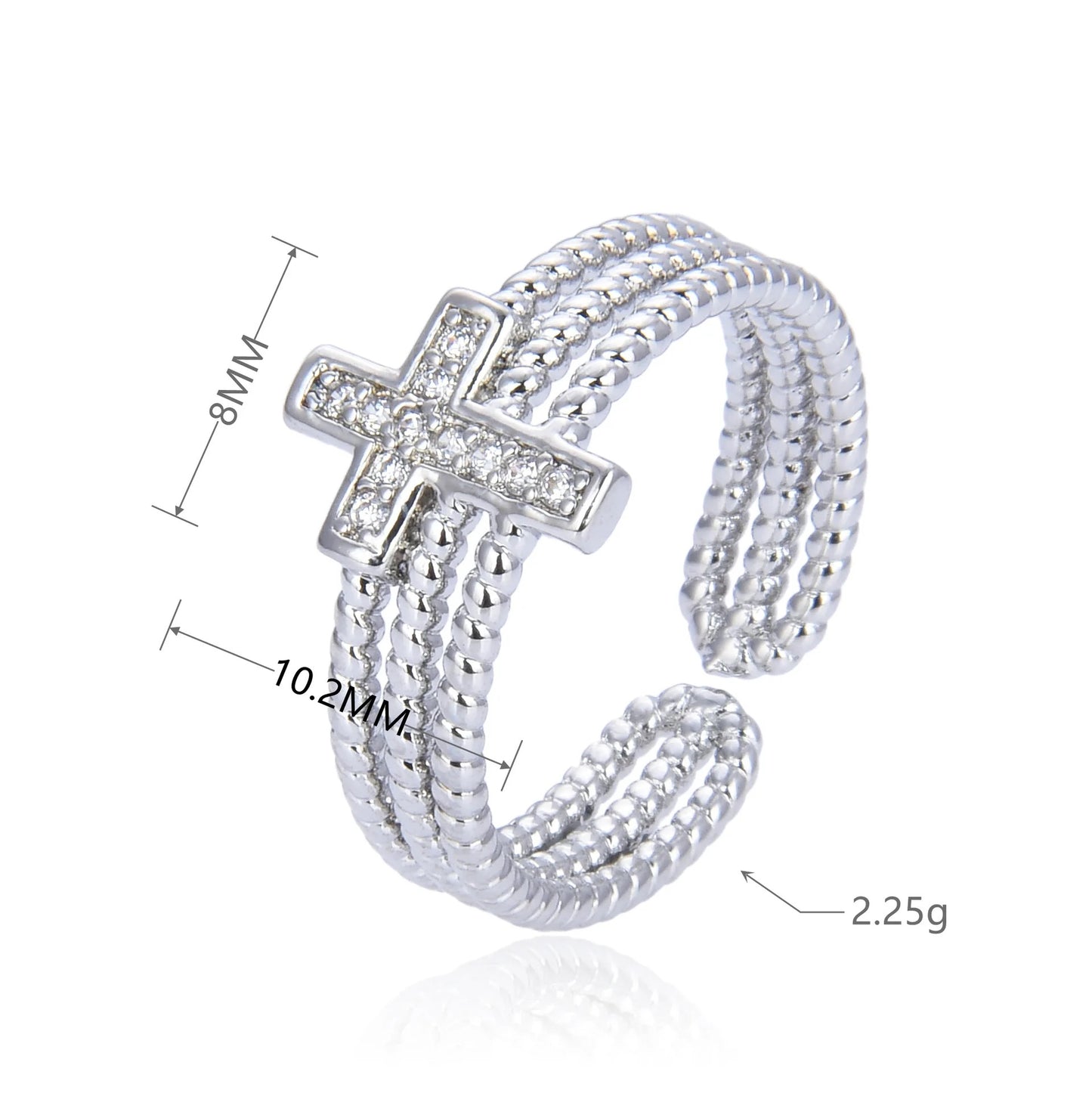 Multi-Layer Diamond Zircon Cross Lady’s Ring