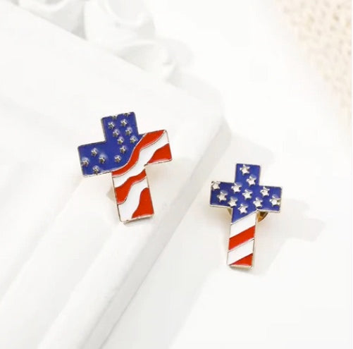 Ameircan Flag Cross Pin