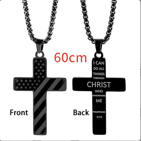 American Flag Cross Bible Verse Necklace - ON SALE NOW!