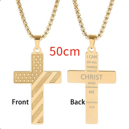 American Flag Cross Bible Verse Necklace - ON SALE NOW!