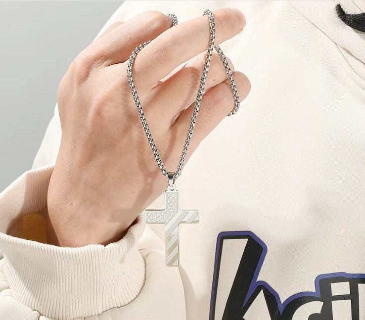 American Flag Cross Bible Verse Necklace - ON SALE NOW!