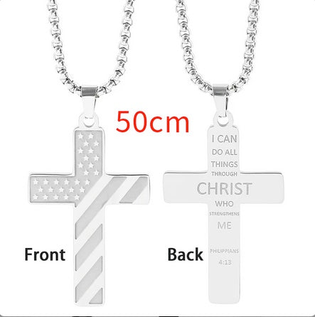 American Flag Cross Bible Verse Necklace - ON SALE NOW!
