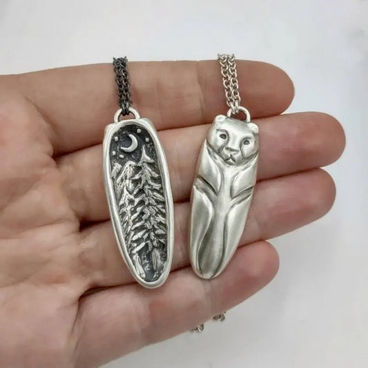 Wilderness Two Sided Bear Totem Necklace