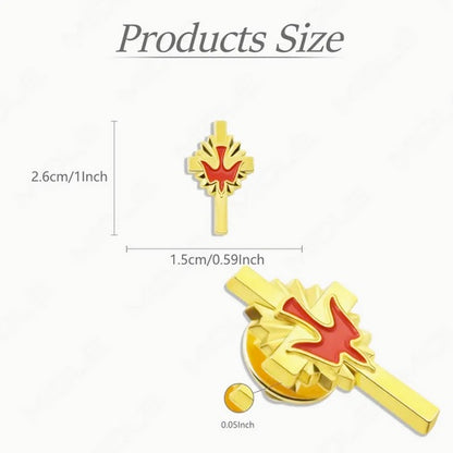 Elegant Large Cross Holy Spirit Symbol - Red Dove Pin