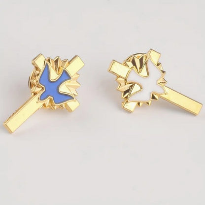 Elegant Blie Dove of Peace Cross Brooch - Vintage-Inspired