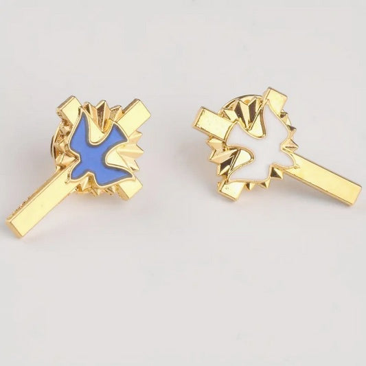 Elegant Blie Dove of Peace Cross Brooch - Vintage-Inspired