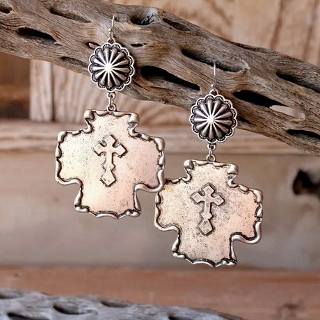 Bohemian Vintage Style  Dangle Cross Earrings