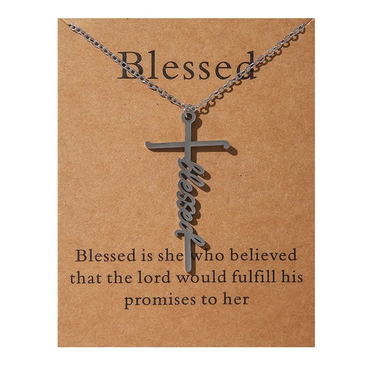 Carded Blessed Cross Necklace