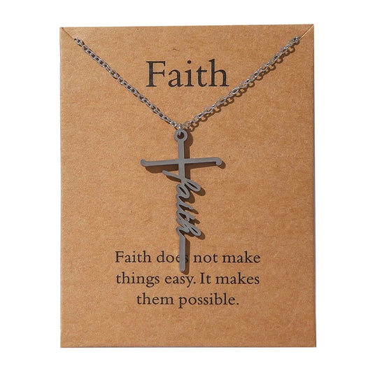 Carded Faith Cross Necklace