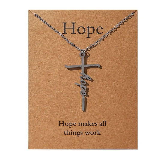 Carded Hope Cross Necklace