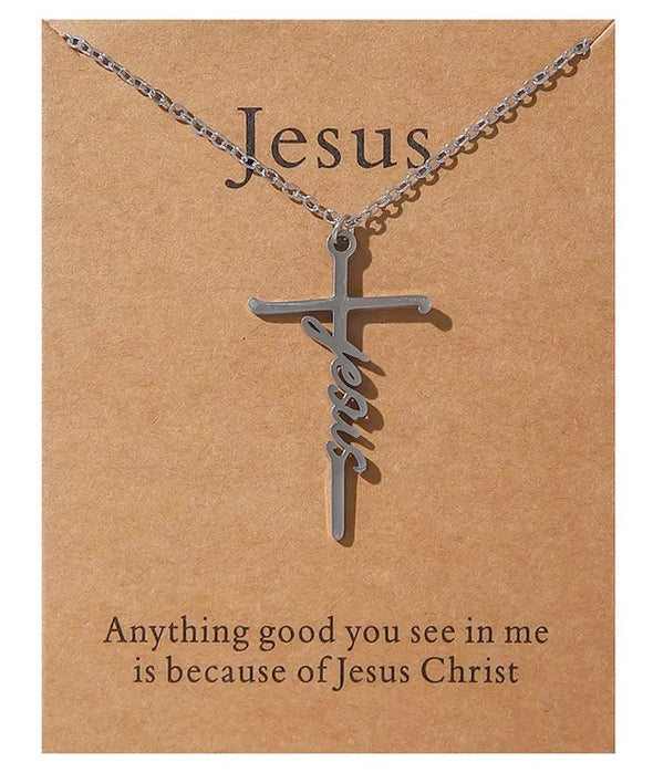 Carded Jesus Cross Necklace