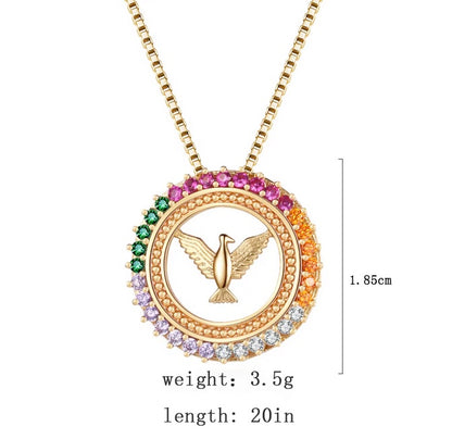 18K Gold Plated Stainless Steel Cubic Zerconia Holy Spirit Dove Necklace