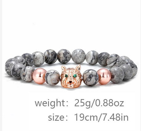 Copper Stone 8mm Wolf Bracelet - Two Colors