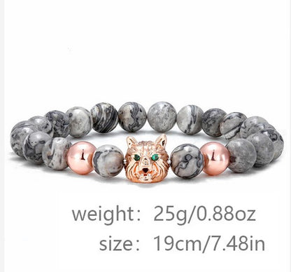 Copper Stone 8mm Wolf Bracelet - Two Colors