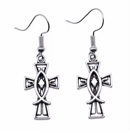 Cross Fish Earrings