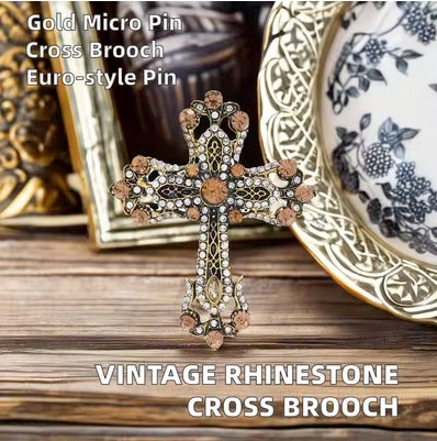 Elegant Crystal Cross Brooch