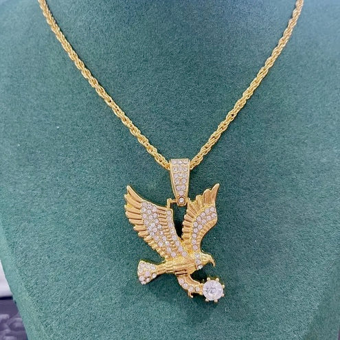 Men's Eagle Pendant Necklace with CZ Micro Pave
