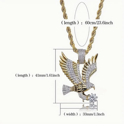 Men's Eagle Pendant Necklace with CZ Micro Pave
