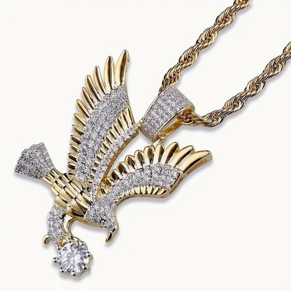 Men's Eagle Pendant Necklace with CZ Micro Pave
