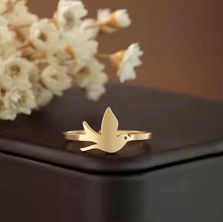 Small Dove Of Peace And Holy Spirit Ring - Two Colors - Self Adjustable