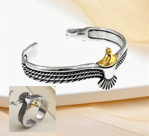 Spread Eagle Two Tone Bracelet And Ring Set