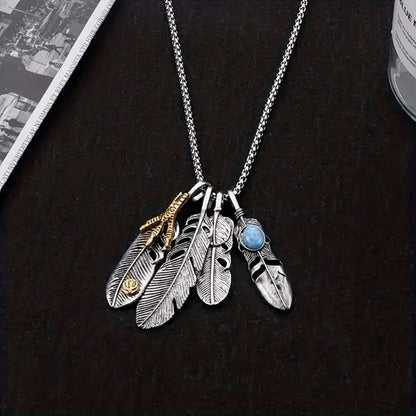 Striking Eagle Feathers And Eagle Claw Necklace