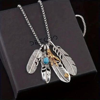 Striking Eagle Feathers And Eagle Claw Necklace