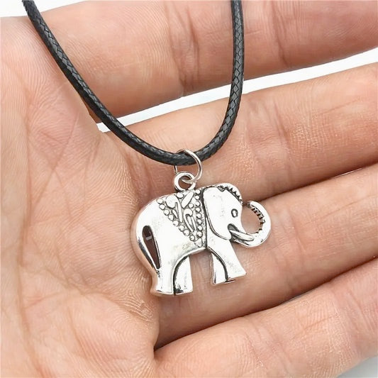 Elephant On  Adjustable Length Leather Cord -One Piece