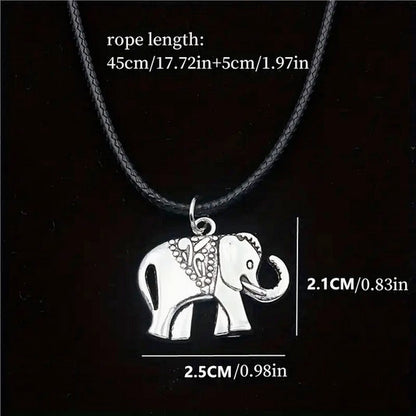Elephant On  Adjustable Length Leather Cord -One Piece