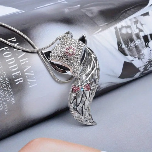 Fox Necklace With Rhinestones