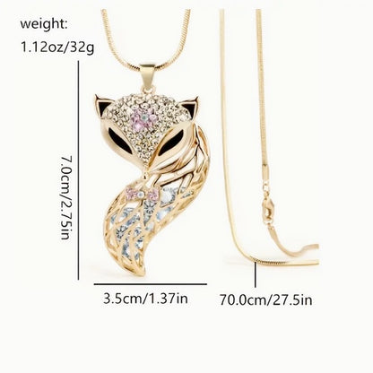 Fox Necklace With Rhinestones
